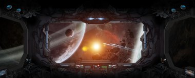 Pencerenin bir uzay istasyonu uzaydan görünümü