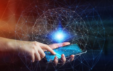 Cep telefonuyla veri ağı kullanarak iş kadını