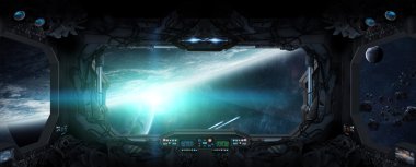 Pencerenin bir uzay istasyonu uzaydan görünümü