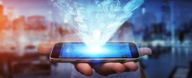 Dijital grafik arabirimini kullanarak iş adamı