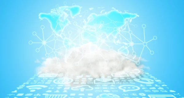Connessioni mondiali e cloud — Foto Stock