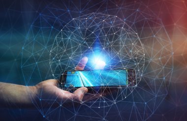 Cep telefonuyla veri ağı kullanarak iş adamı