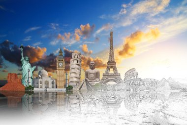 Dünyanın ünlü yerlerinden birlikte gruplandırılmış