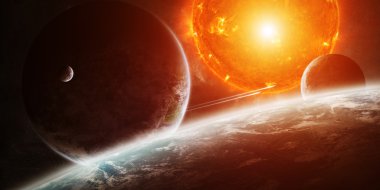 Güneş yakın gezegen uzayda patlayan