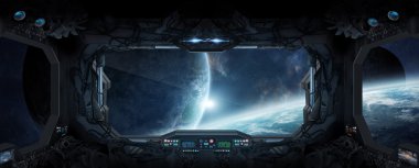 Pencerenin bir uzay istasyonu uzaydan görünümü