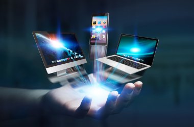 Teknik cihazlar ve simgeler işkadını el şekline bağlı