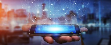 Cep telefonuyla veri ağı kullanarak iş adamı