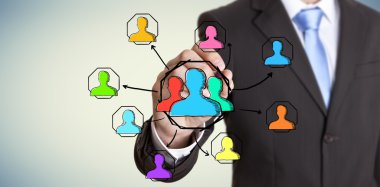 İşadamı drawning sosyal ağ arabirimi