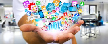 Modern uygulamalar kullanarak iş adamı