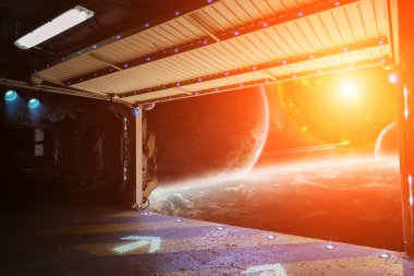 Bir Servisi pist dünya Gezegeni'ndenim pencere görünümünü