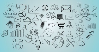 Elle çizilmiş web Icons set