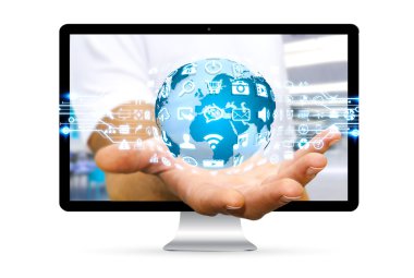 Dijital veri ağı kullanarak Office iş adamı