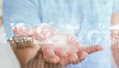 Dijital grafik arabirimini kullanarak iş adamı