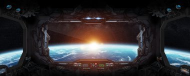 Gezegenin Dünya'dan bir uzay istasyonu içinde görünüm