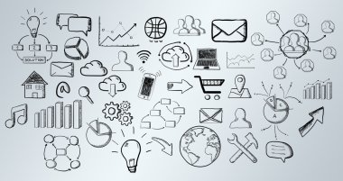 Elle çizilmiş web Icons set
