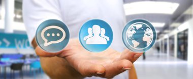 Modern dijital uygulama kullanarak iş adamı