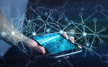 Cep telefonuyla veri ağı kullanarak iş kadını