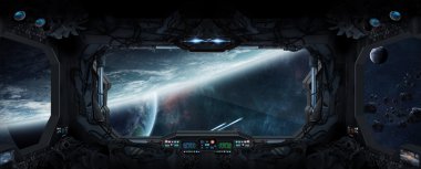 View of outer space from the window of a space station 'elements of this image furnished by NASA'