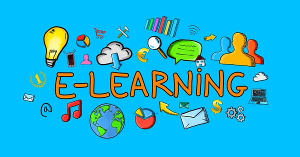 Handgezeichnete E-Learning-Illustration — Stockfoto