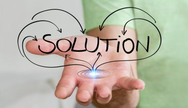 Çizilmiş iş sunumu kullanan adam