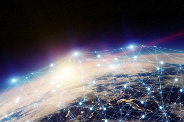 Global network and data exchange over the world 'elements of this image furnished by NASA'