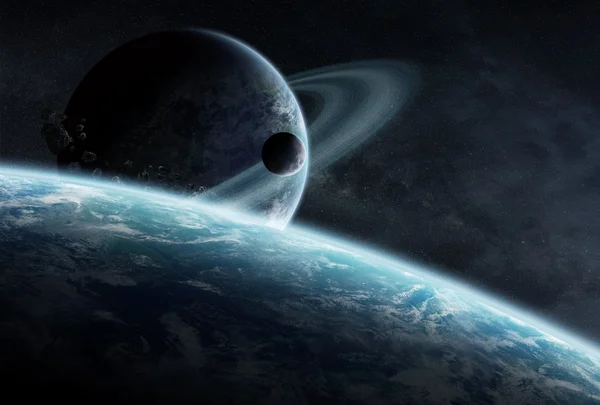 Nascer do sol sobre o grupo de planetas no espaço 'elementos desta imagem fornecida pela NASA' — Fotografia de Stock
