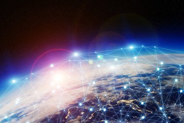 Global network and data exchange over the world 'elements of this image furnished by NASA'