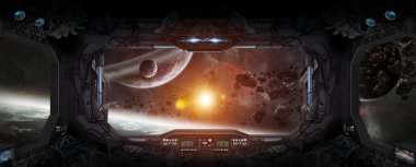 View of outer space from the window of a space station 'elements of this image furnished by NASA'