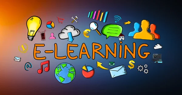 Hand-drawn e-learning illustration — Stock Photo, Image