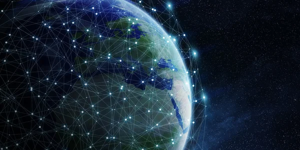 Rede global e intercâmbio de dados em todo o mundo "elementos desta imagem fornecidos pela NASA" — Fotografia de Stock