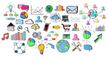 Elle çizilmiş web Icons set