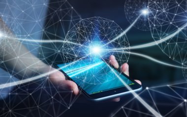Cep telefonuyla veri ağı kullanarak iş kadını