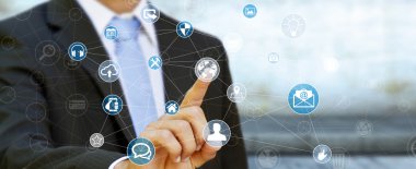 Çoklu ortam ağ 3d render dokunmadan işadamı