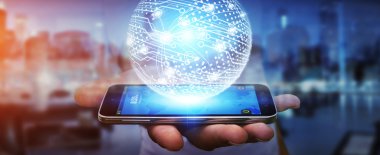 Cep telefonuyla veri ağı kullanarak iş adamı