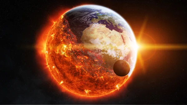 The end of planet Earth elements of this image furnished by NASA — Stock Photo, Image