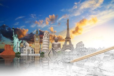 Dünyanın ünlü yerlerinden birlikte gruplandırılmış