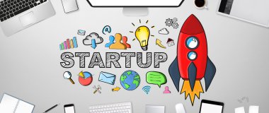 Office arka plan simgeleri metinle çizilmiş başlangıç el