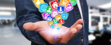 Modern uygulamalar kullanarak iş adamı