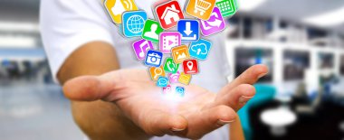 Modern uygulamalar kullanarak iş adamı