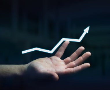 Dijital ok 3d render tutan işadamı