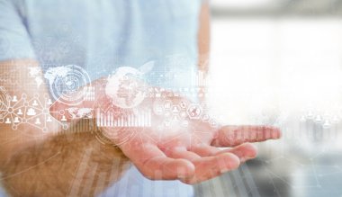 Dijital grafik arabirimini kullanarak iş adamı