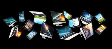 Uçan çok sayıda teknik cihazlar