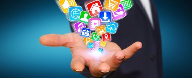 Modern uygulamalar kullanarak iş adamı