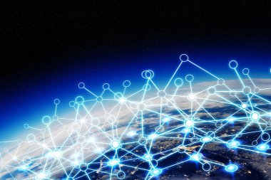 Nasa tarafından döşenmiş bu görüntü dünya unsurları üzerinde küresel ağ ve veri değişim