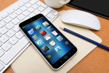 Bir Resepsiyon 3d render modern cep telefonu