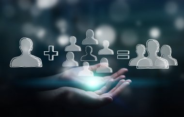 El çekilmiş sosyal ağ tutan işadamı