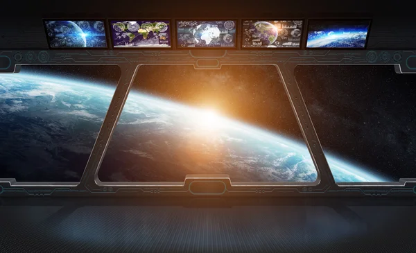 View of planet Earth from inside a space station  elements of this image furnished by NASA — Stock Photo, Image