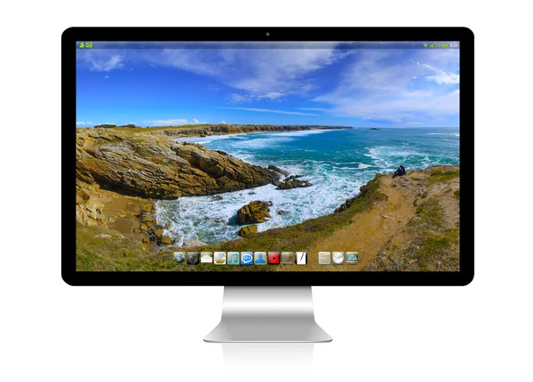 Moderní počítač na bílém pozadí 3d vykreslování — Stock fotografie