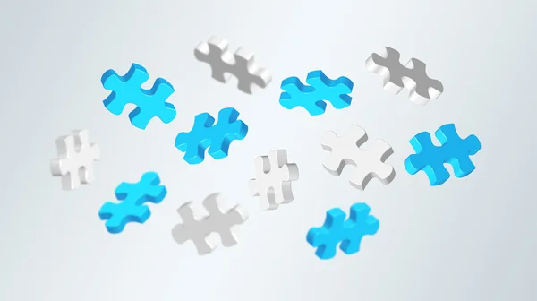 Grey and blue puzzle pieces '3D rendering' — Stock Fotó