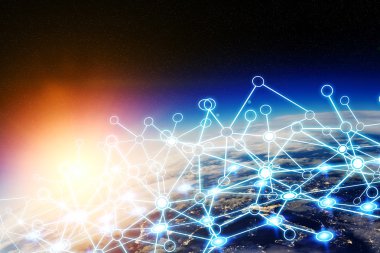 Nasa tarafından döşenmiş bu görüntü dünya unsurları üzerinde küresel ağ ve veri değişim